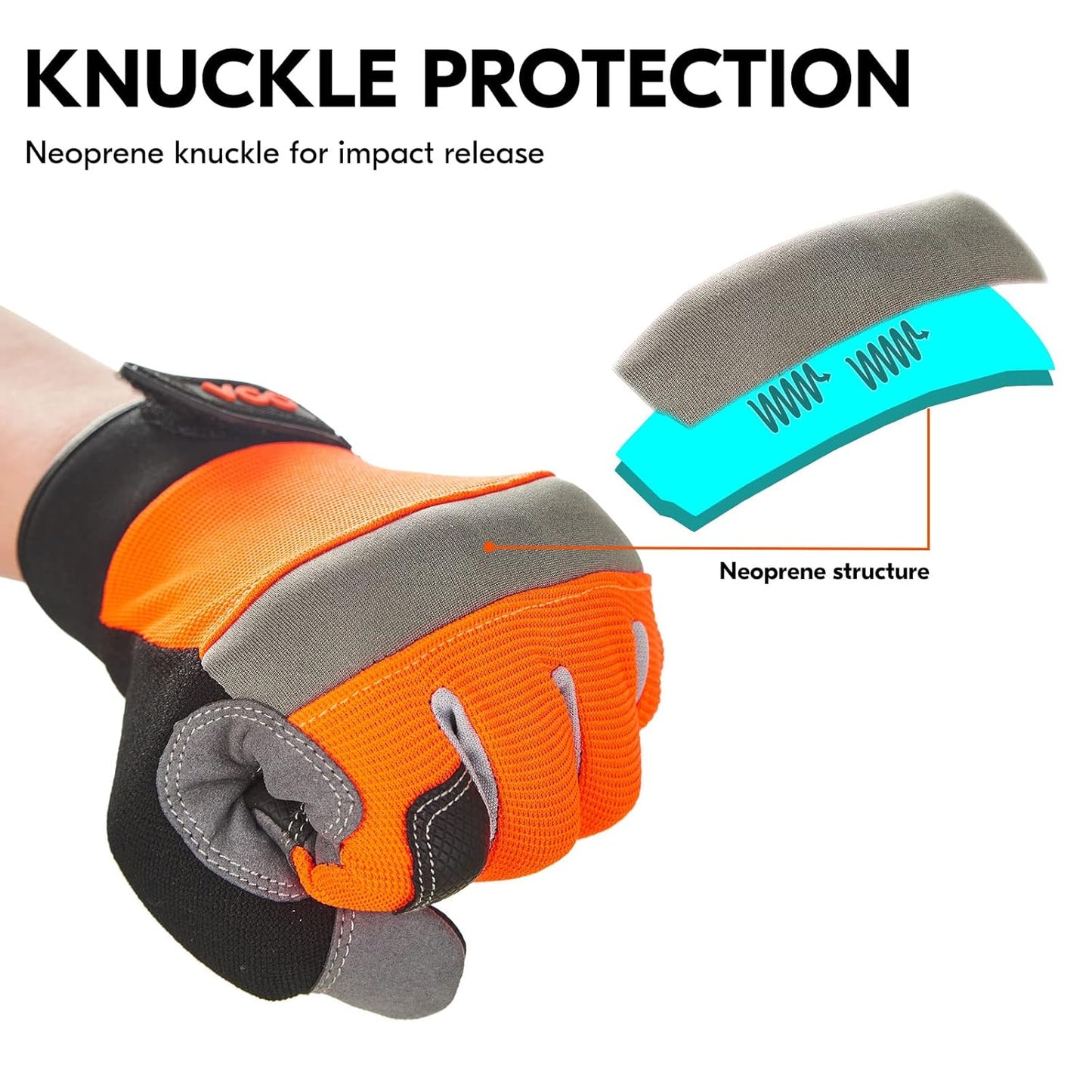 Vgo... Guante de Trabajo Touchscreen Resistentes,Guantes Protección para Almacén Obra Portero Montaje Mecánicos, 1 Par