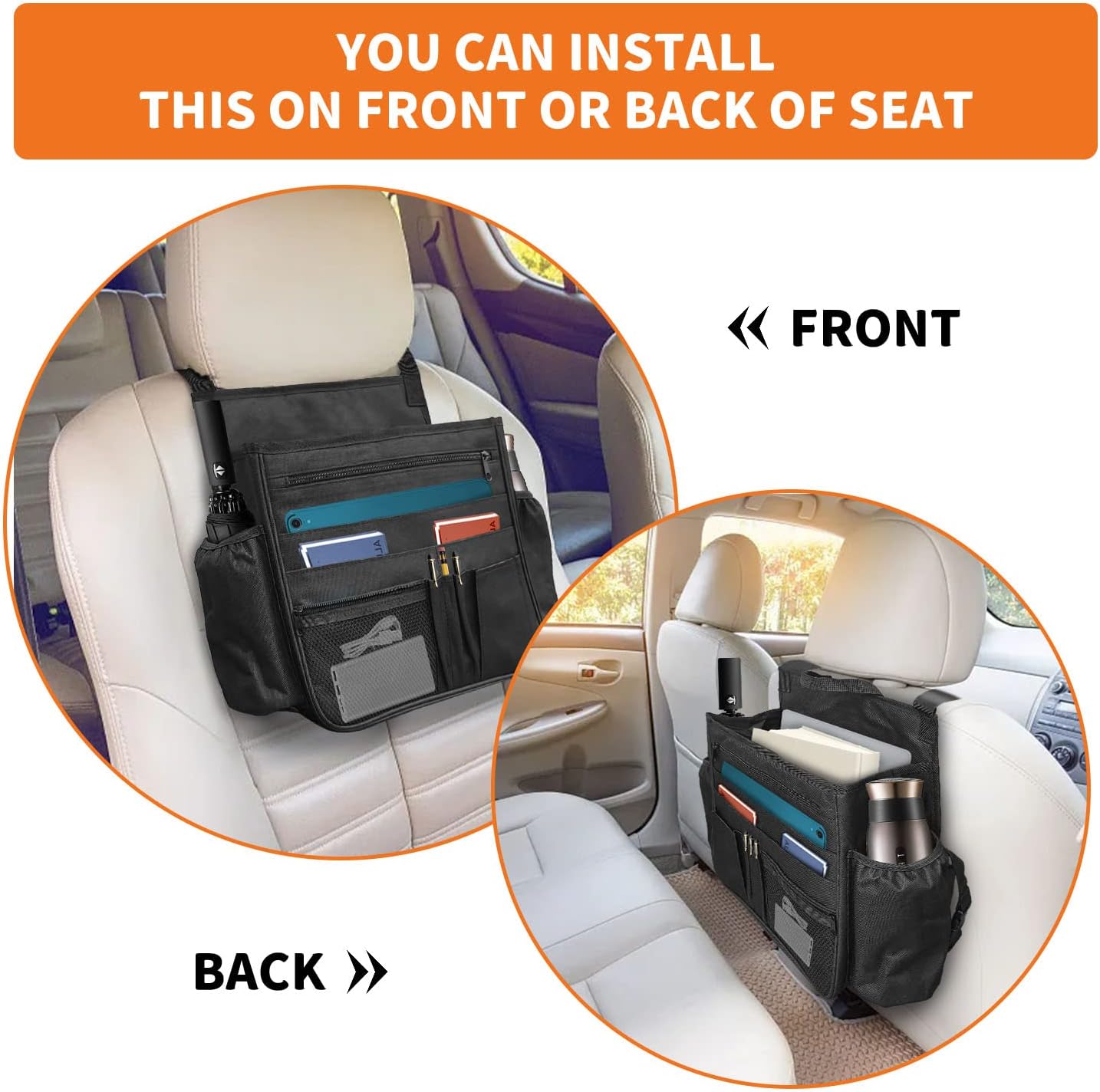Organizador de asiento trasero de coche, bolsa de almacenamiento colgante para asiento del pasajero, organizador de asiento delantero de coche para oficina y niños, organizador de cabina de camión con