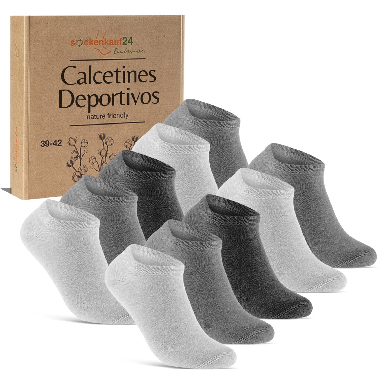 sockenkauf24 10 Pares Calcetines Tobilleros Hombre Mujer Calcetines Cortos Algodón Transpirables
