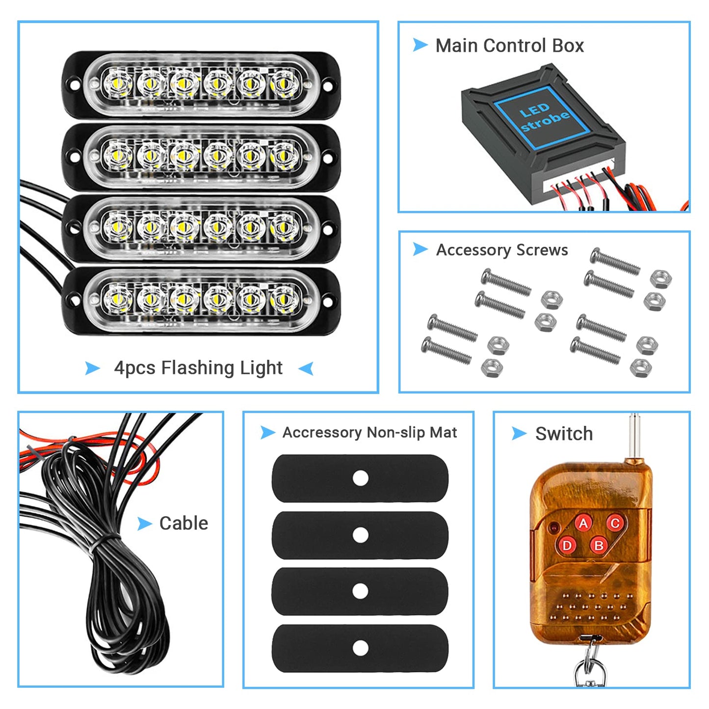 DEFVNSY - Paquete de 4-6 LED Marcador lateral blanco ámbar 12V-24V DC Marcador lateral de camión de coche Luz indicadora Barra de luz Luz de separación Luces estroboscópicas para remolque