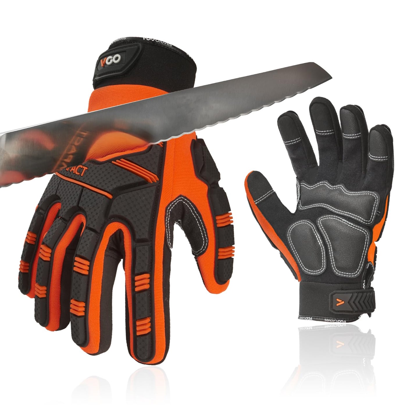 Vgo... Guantes de Trabajo Pesado Hombre Touchscreen para Carpintería Almacén Camionero, Guantes Antivibración Multiusos, 1 par