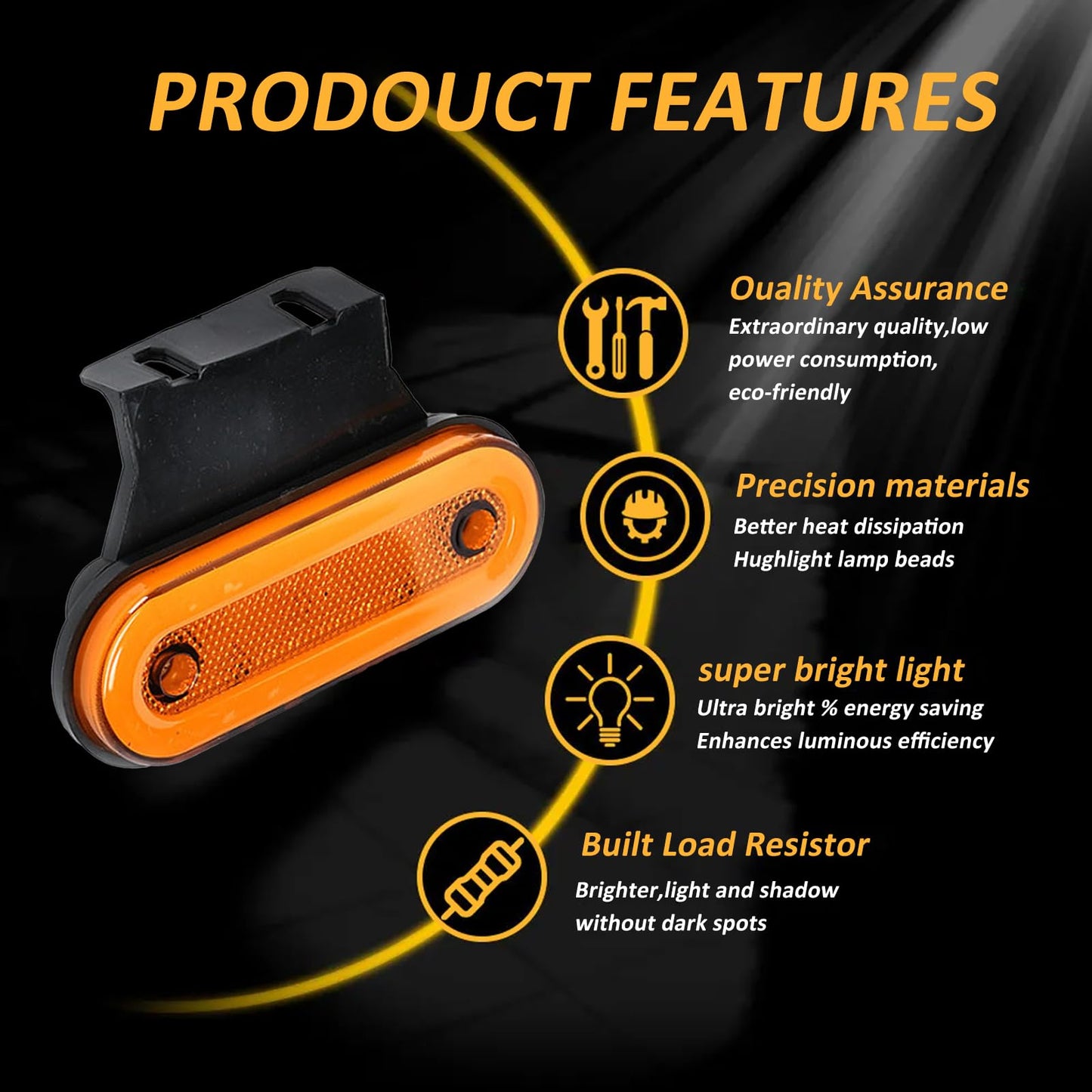 10 luces LED de posición laterales con soporte, luces de 12 a 24 V para camión, remolque, RV, camión, furgoneta, caravana, luces de posición delantera y trasera