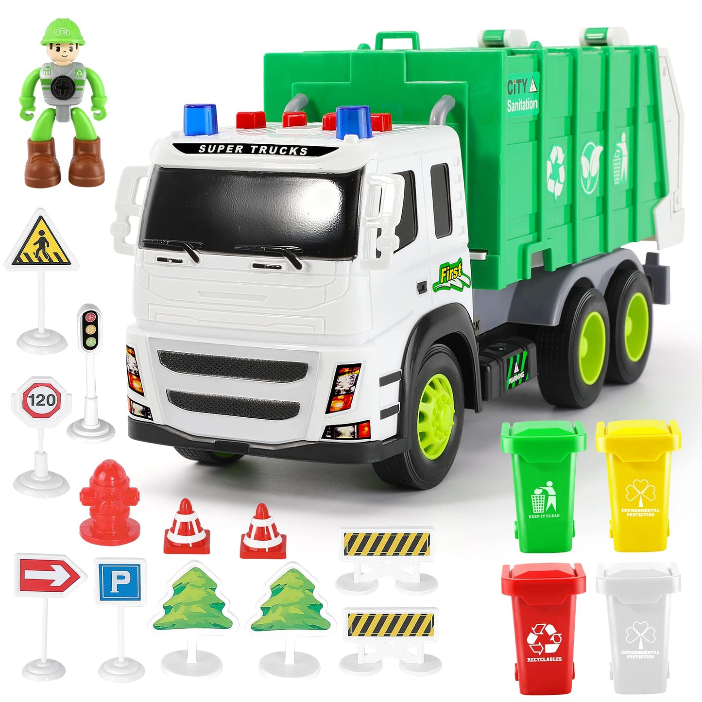 Anby families Camion Basura de Juguete con Luces y Sonidos,Juguete Niño 4 Años,Vehiculos Camión Juguete Regalo para Niños Niña…
