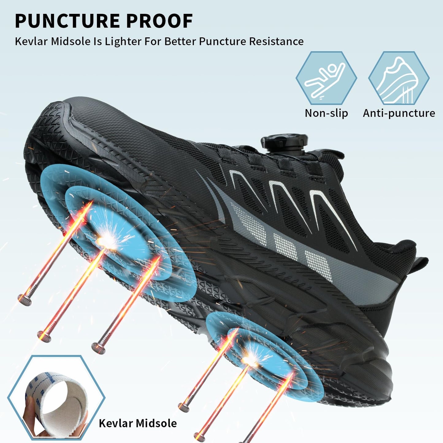 BAXIWUY Zapato Seguridad Hombre Mujer Calzado de Trabajo Ligeros Comodo Zapatillas de Seguridad con Punteras de Acero Transpirable Antideslizante Zapatillas Trabajo