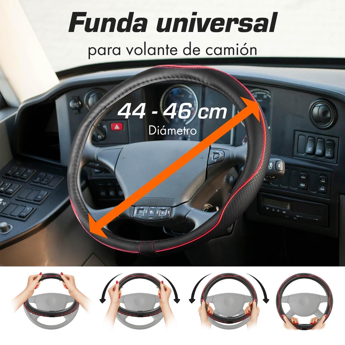 Upgrade4cars Funda Volante Coche Azul Negro Universal Poli-Piel | Cubre 37-38 cm Diámetro Exterior | Accesorios Coches Interior Decoracion Cubierta | Ideas Regalos