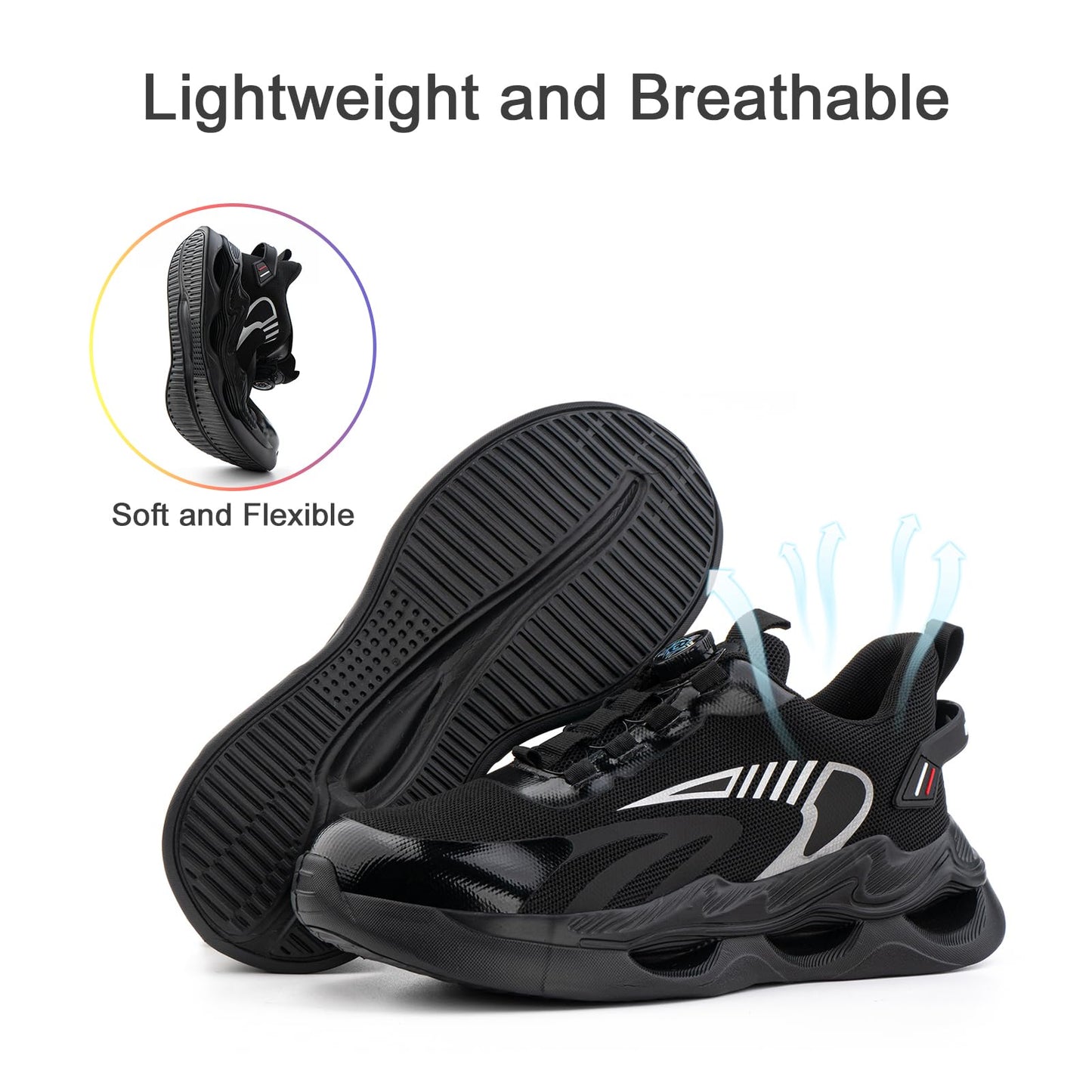 Loiston Zapatos de Seguridad para Hombre Zapatillas de Seguridad Calzado de Seguridad Mujer Puntera de Acero Zapatos de Trabajo Ligeras Deportivas para Hombre