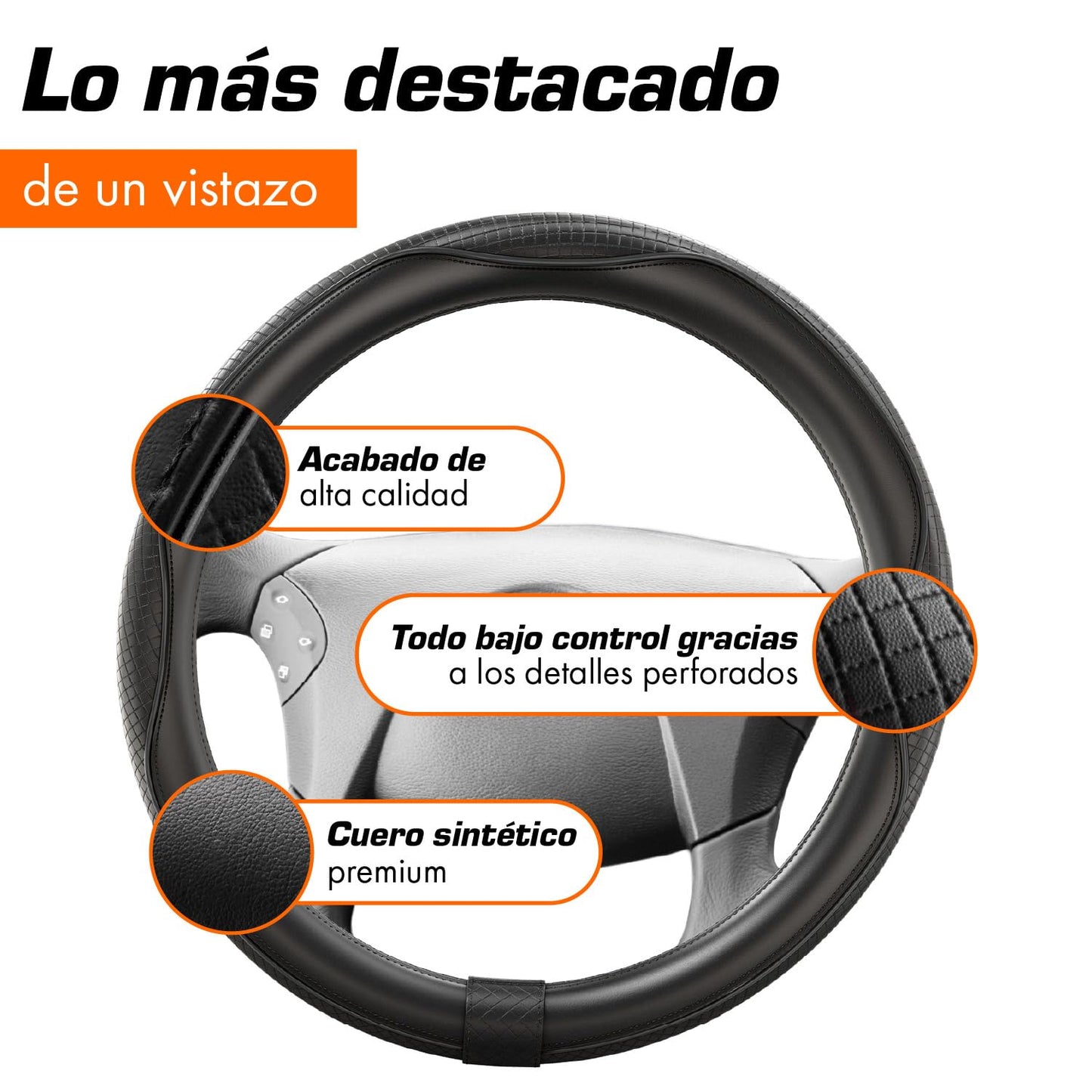 Upgrade4cars Funda Volante Coche Azul Negro Universal Poli-Piel | Cubre 37-38 cm Diámetro Exterior | Accesorios Coches Interior Decoracion Cubierta | Ideas Regalos