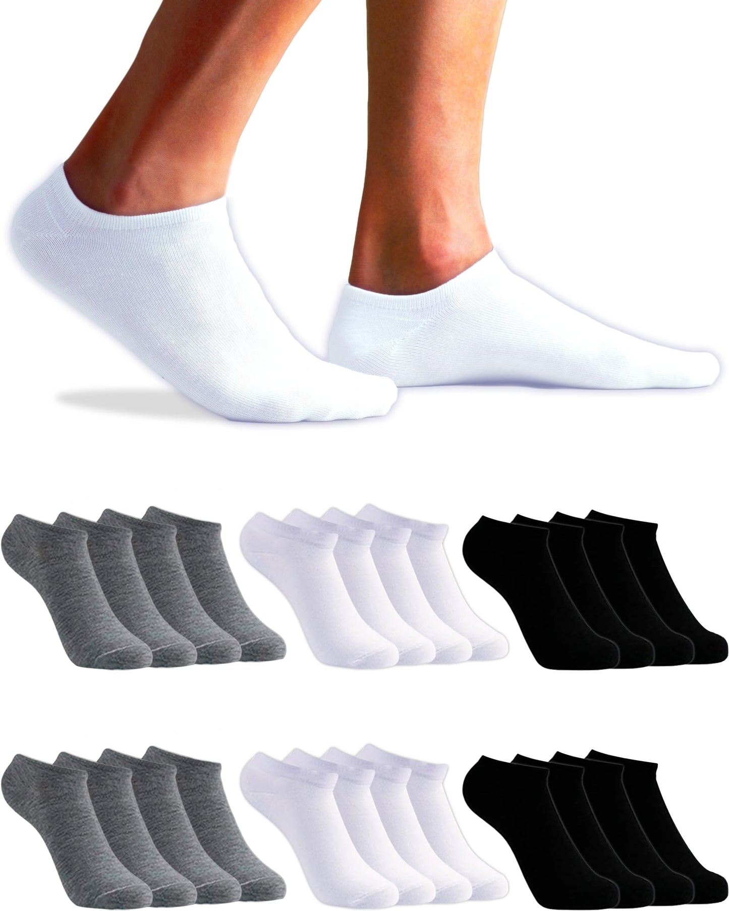topline 12 Pares Calcetines tobilleros hombre & Calcetines tobilleros mujer - Calcetines hombre cortos - Calcetines tobilleros surtidos - Calcetines Mujer tobilleros