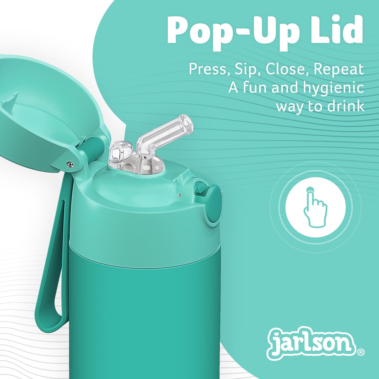 Jarlson®, Botella térmica de acero inoxidable, para niños, libre de BPA, botella para bebidas con pajilla, termo de 500 ml (Camión de bomberos rojo, 500 ml)