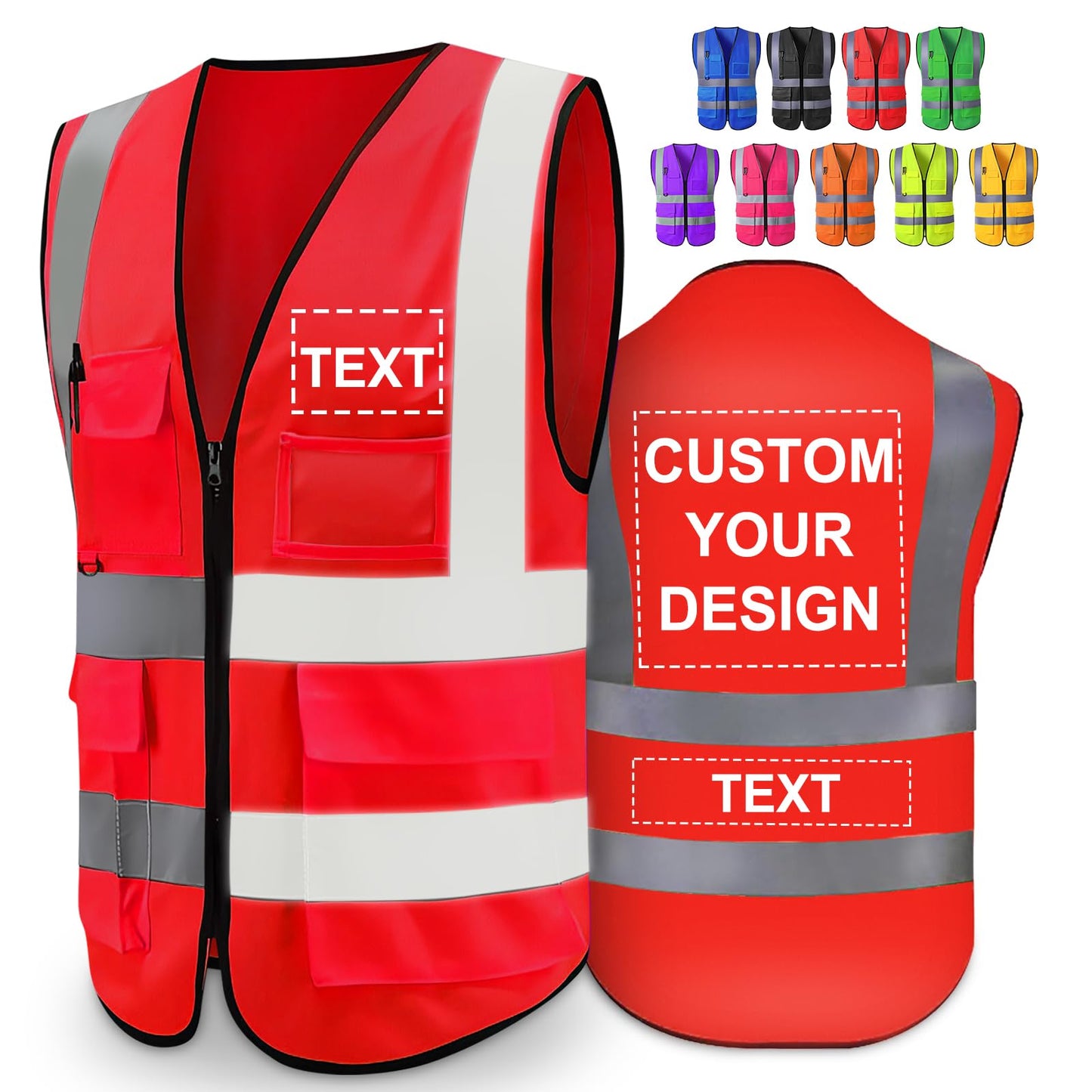Greaxid Chaleco de seguridad para hombres de alta visibilidad reflectante ropa de trabajo con 5 bolsillos para la construcción al aire libre, S ~ 5XL