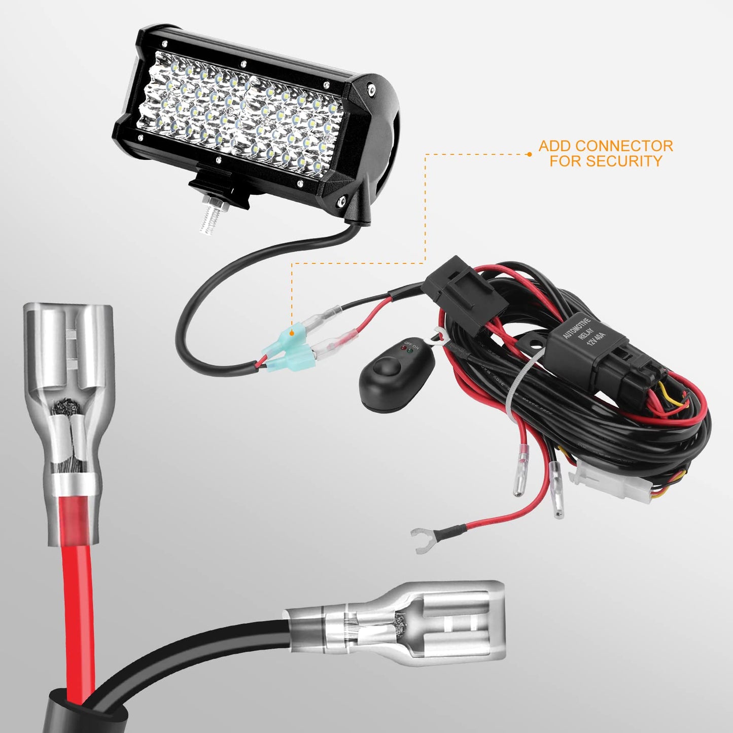 Kraumi Faro Trabajo LED de Coche 12V 7’’ 300W Faros Led 27,000LM 6000K IP67 Impermeable Off-road Foco para Moto ATV SUV Tractor Camión Barco