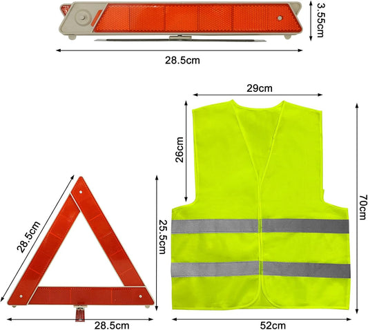 ZephyrCraft 2 en 1 Kit Triangulos Coche Homologados y Chaleco Reflectante, Kit Emergencia Cochepara Emergencias y Averías