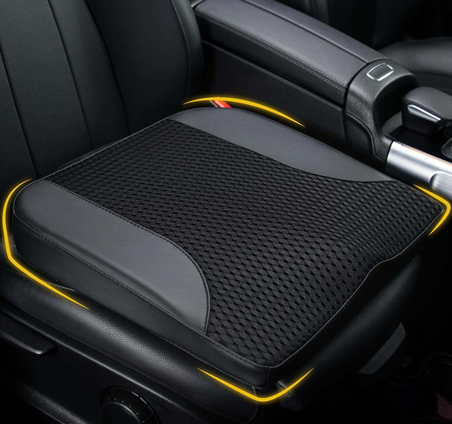 Cojín de asiento de coche: cómodo cojín de espuma viscoelástica para conducir, para aliviar el dolor de ciática, tahone, cojín de asiento para coche, camión, oficina, silla de ruedas, cuero y malla 4D