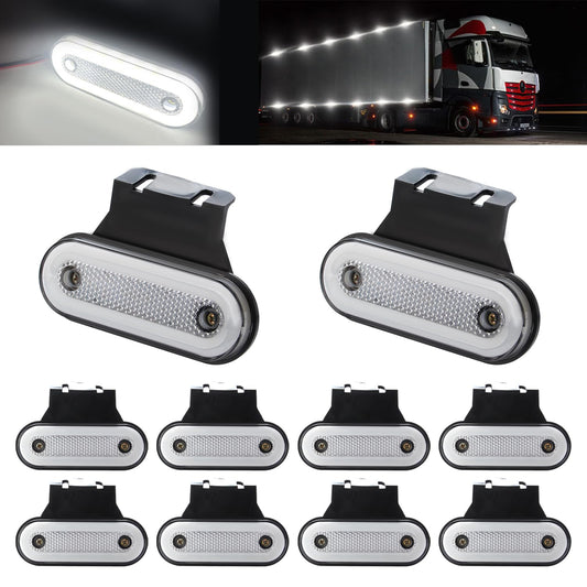 Teguangmei 10PCS LED Luces de Posición Lateral con Soporte 12-24V Posición Lateral 20 LED Luz de Advertencia Utilizada Para Luces de Marcador de Camión Remolque Caravana (Ámbar)