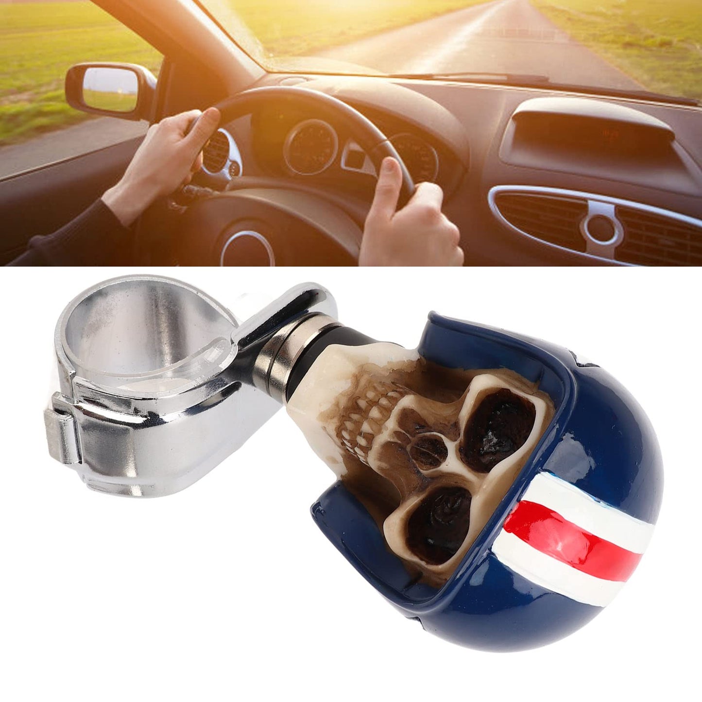 Rueda Giratoria para Volante de Calavera, Perilla Giratoria para Volante de 3 Cm, Rueda Giratoria con Forma de Calavera para Coches, Camiones, Tractores y Barcos (Rojo)