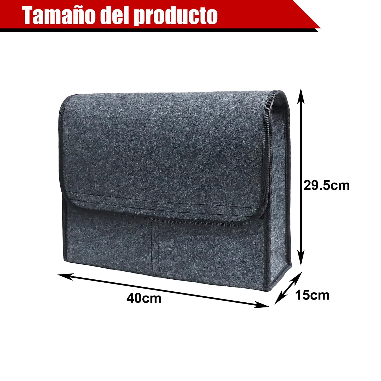Enerfero Organizador de Maletero Plegable de PU – Caja de Almacenamiento Multiuso para Coche, SUV y Camión – Gran Capacidad (PU)