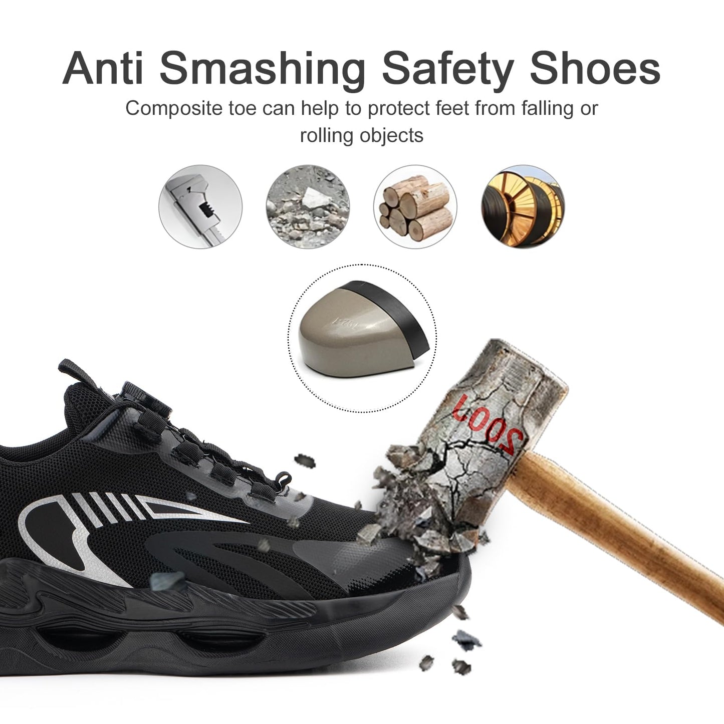 Loiston Zapatos de Seguridad para Hombre Zapatillas de Seguridad Calzado de Seguridad Mujer Puntera de Acero Zapatos de Trabajo Ligeras Deportivas para Hombre