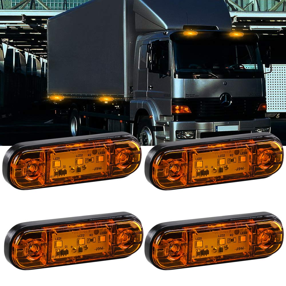 yifengshun 4 uds luz indicadora de marcador lateral LED luces de posición laterales traseras delanteras 12 V para camión Camper Van Camión RV luces de marcador（Ámbar）