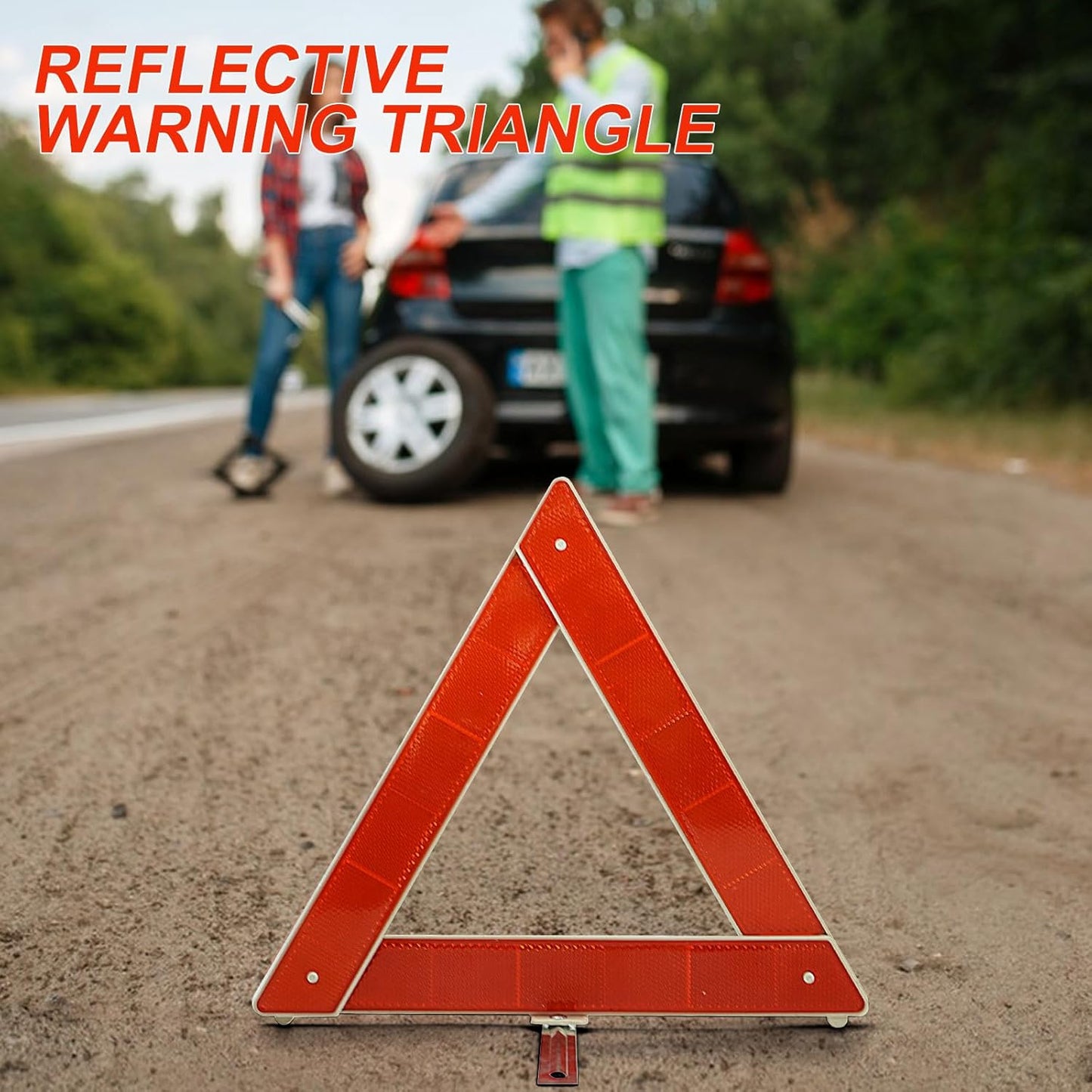 ZephyrCraft 2 en 1 Kit Triangulos Coche Homologados y Chaleco Reflectante, Kit Emergencia Cochepara Emergencias y Averías