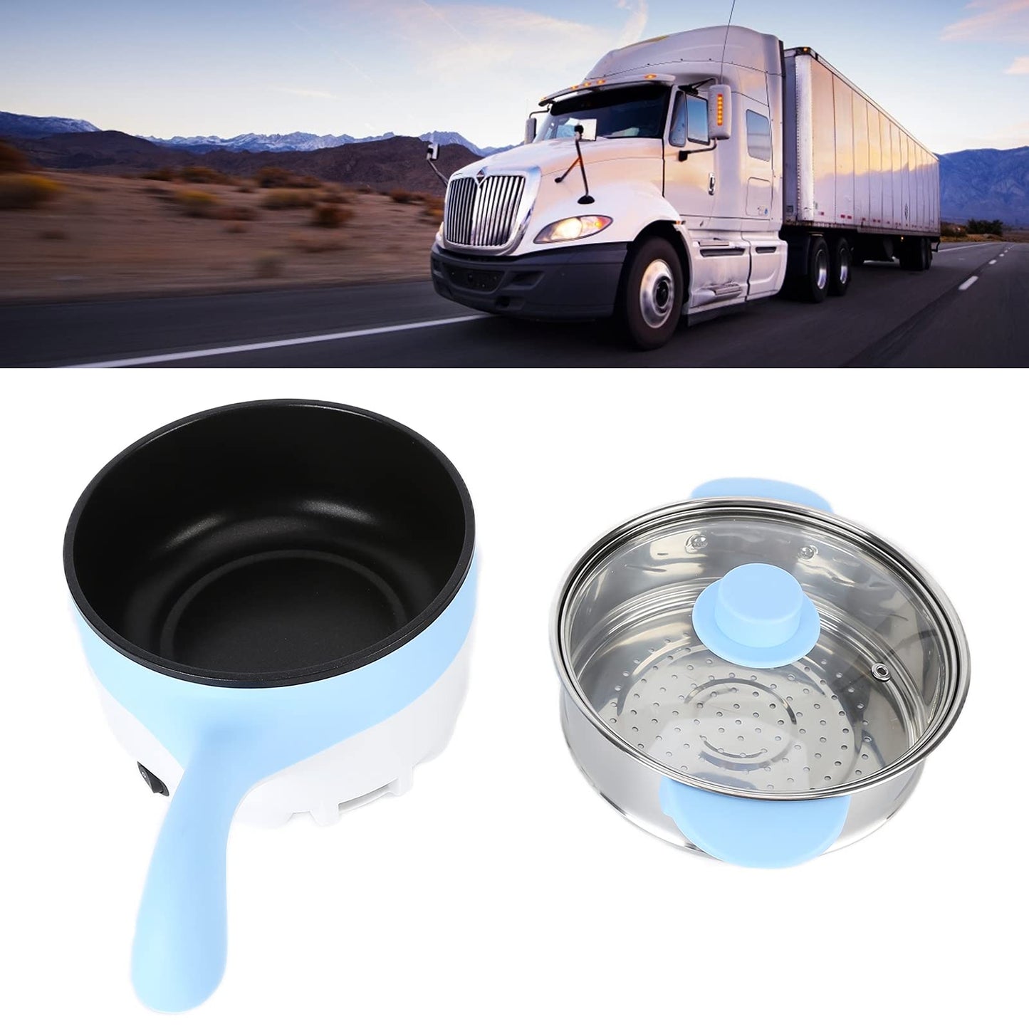 Olla de Cocina para Camión, Freidora Eléctrica de 2L, Salteado, Vaporizador Eléctrico, Olla de Cocina Eléctrica, Olla para Estofado, Cocina para Vehículo, (Sartén Eléctrica 24V 2