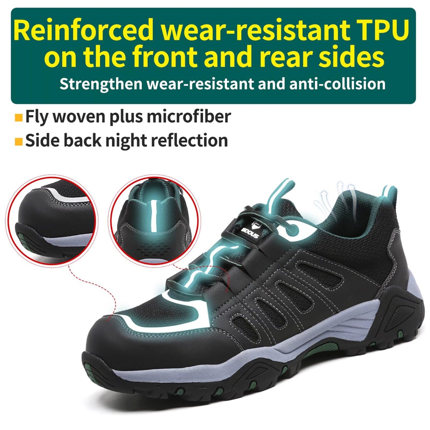 ISOOUS Zapatos de Seguridad Hombre Mujer Calzado de Trabajo Comodo Ligeros con Punta de Acero Transpirable Anti-pinchazos