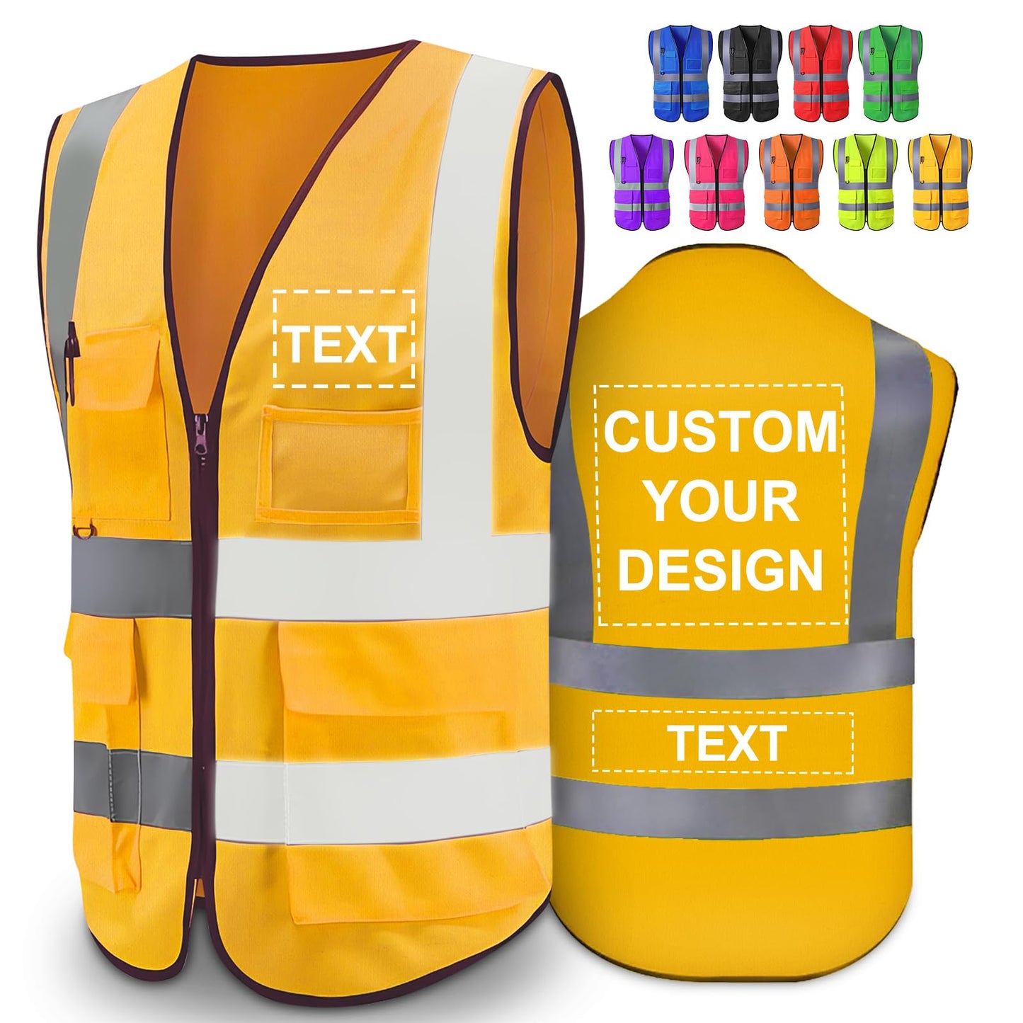 Greaxid Chaleco de seguridad para hombres de alta visibilidad reflectante ropa de trabajo con 5 bolsillos para la construcción al aire libre, S ~ 5XL