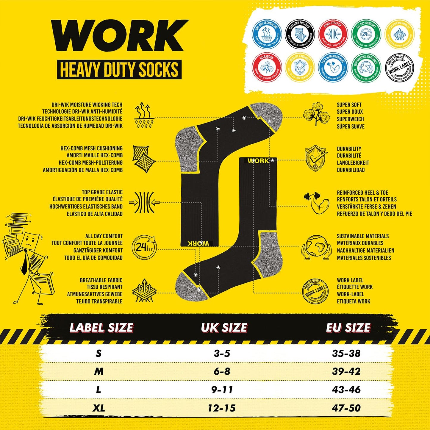 SOXCO 10 Pares Calcetines de Trabajo Hombre WORK Socks