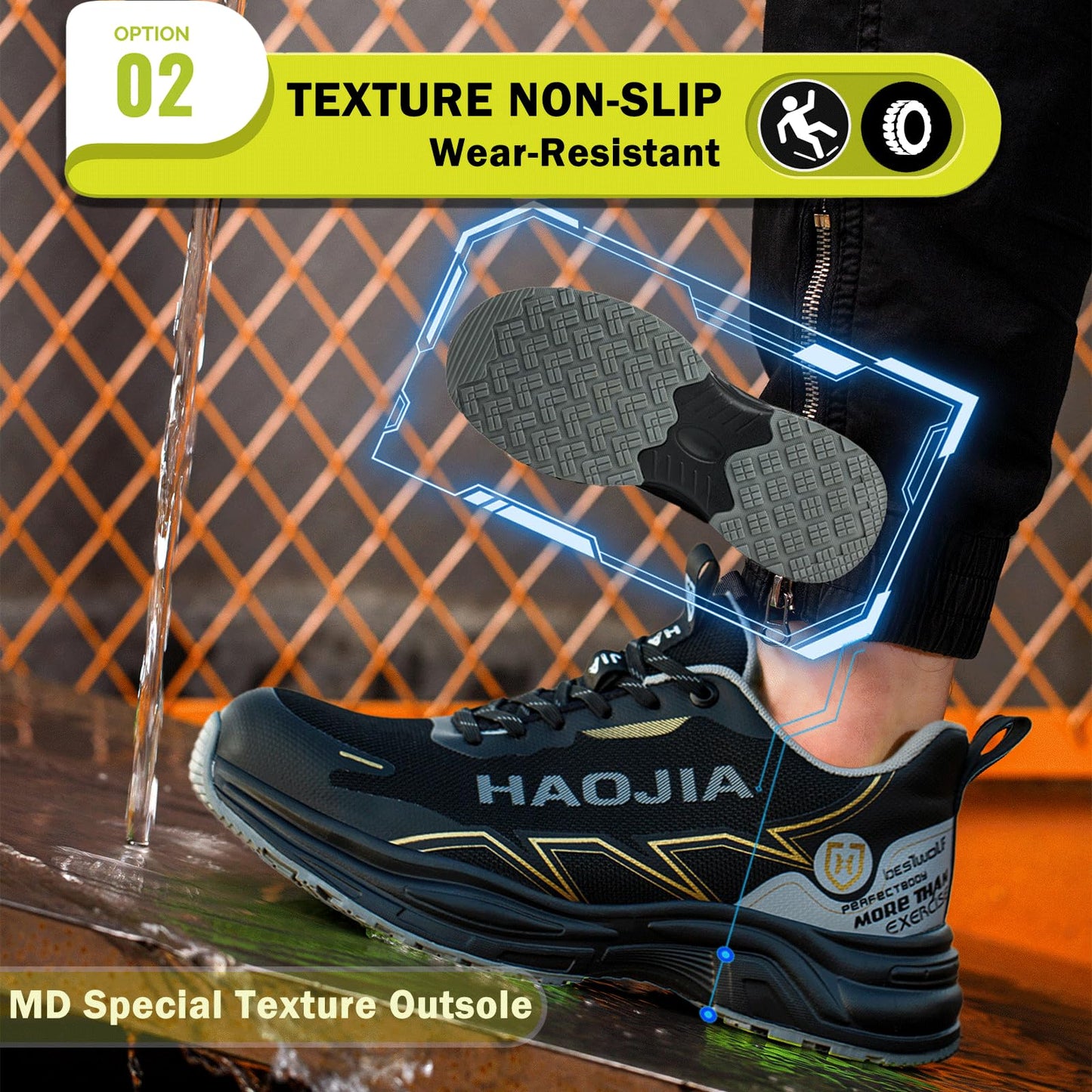 UOQC Zapatos de Seguridad Zapatillas Laborales Transpirables Calzado de Trabajo para Hombre Mujer Antideslizante con Punta de Acero Ligero y Cómodas Resistentes a Impactos