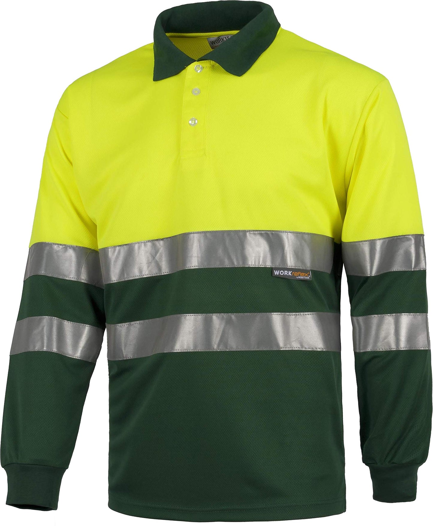Work Team Polo Combinado Alta Visibilidad Manga Larga, Cintas Reflectantes Torso y Mangas. EN ISO 20471:2013 Hombre