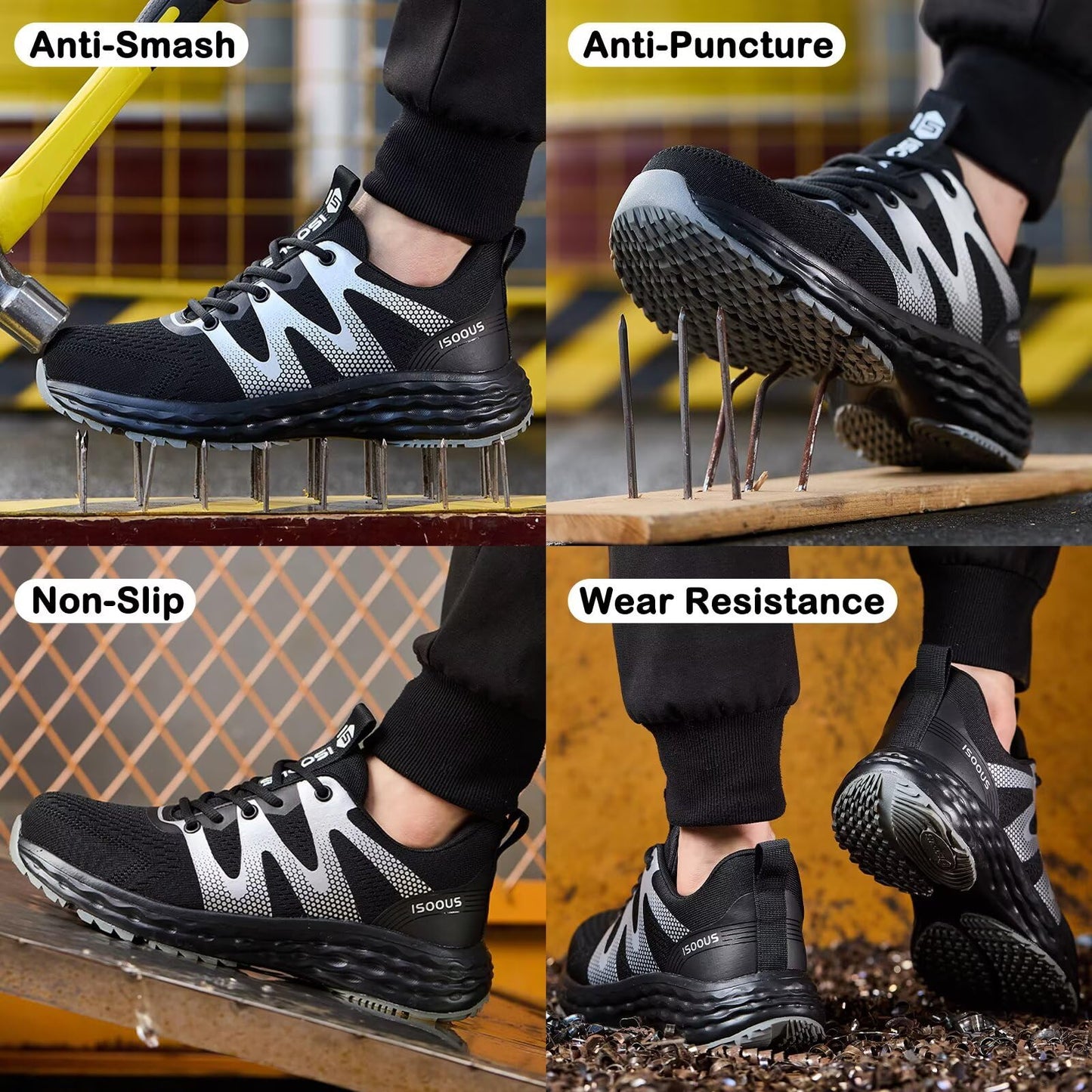 Zapatos de Seguridad para Hombre Mujer Ligero Zapatillas Trabajo Comodo Calzado de Seguridad con Punta de Acero Antideslizantes