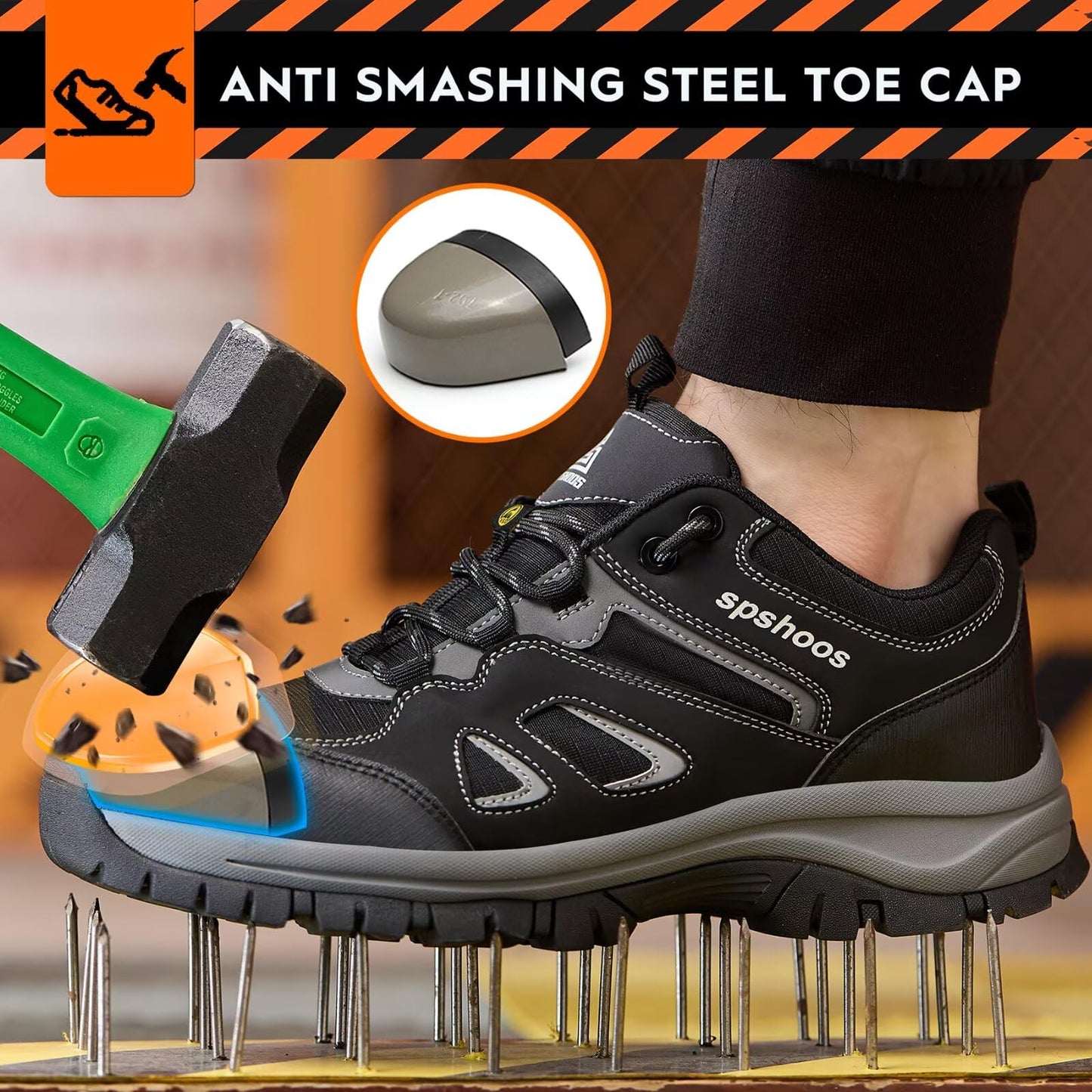 Zapatos de Seguridad para Hombre Mujer S1P ESD Zapatillas Trabajo Comodos Calzado de Seguridad Ligero con Punta de Acero