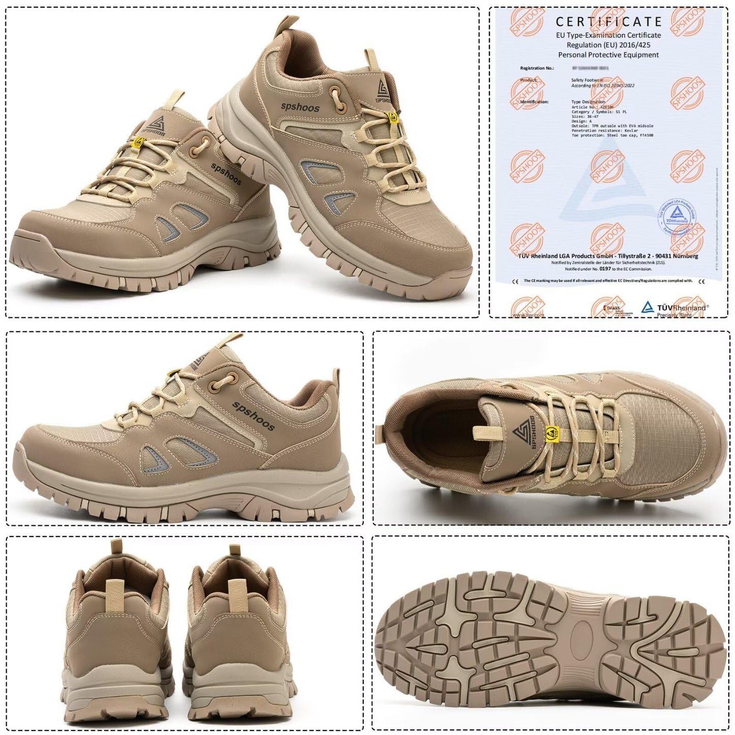 Zapatos de Seguridad para Hombre Mujer S1P ESD Zapatillas Trabajo Comodos Calzado de Seguridad Ligero con Punta de Acero