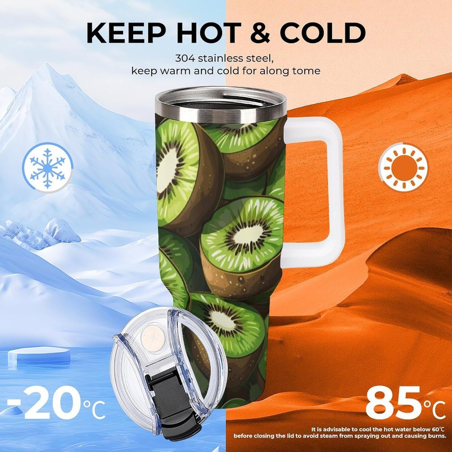 Gattino Termo De Café Para Llevar - Diseño Aislante Con Tapadera A Prueba De Fugas - Ideal Para Mantener Bebidas Calientes 40oz