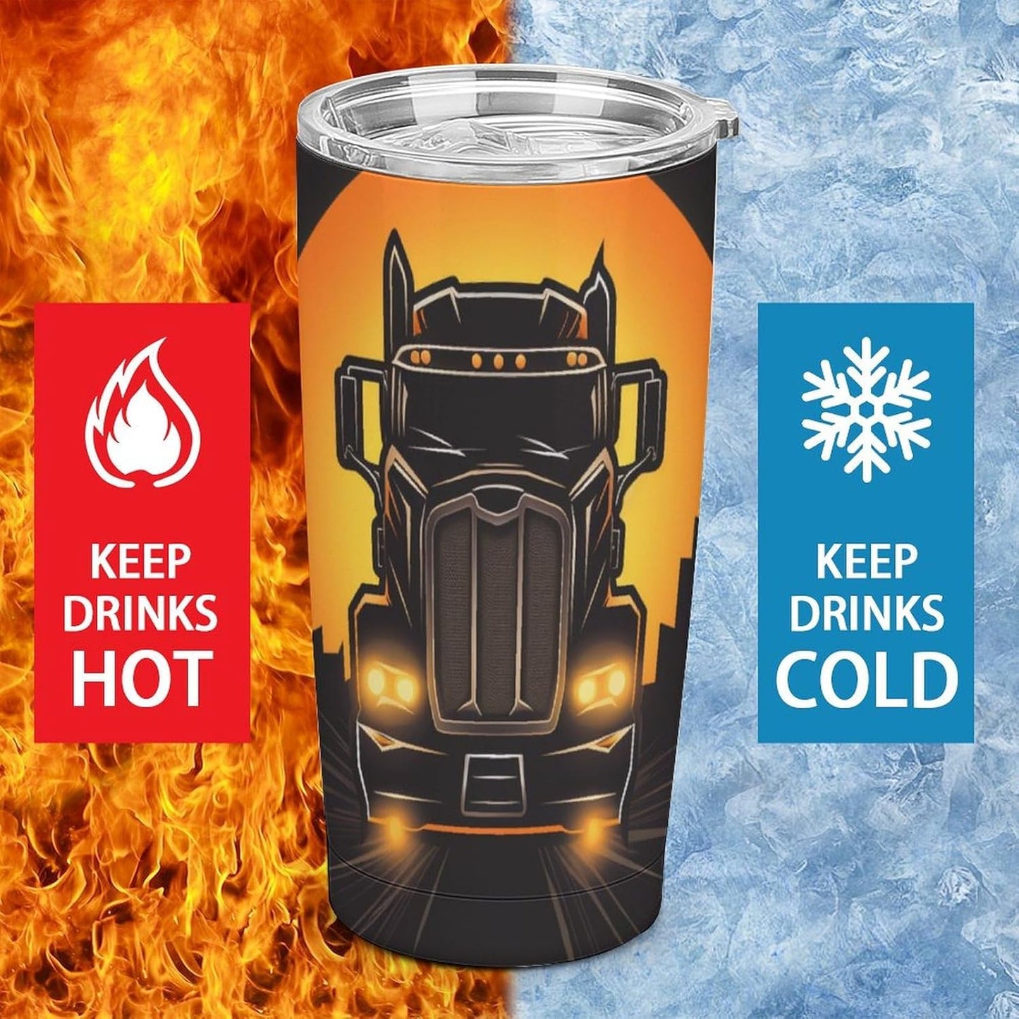 Camion grande Vaso Térmico Aislante - Ideal Para Café Y Bebidas Calientes - Termo Con Tapadera Segura Y Diseño Duradero 20oz