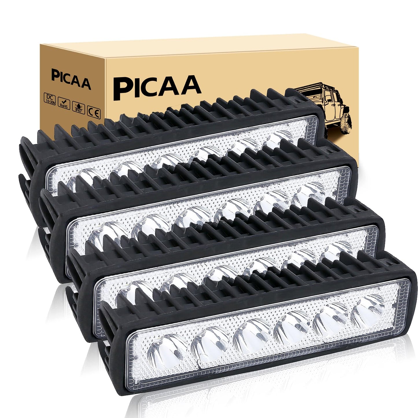 PICAA Mini Foco de trabajo 2PCS 6 pulgadas 18W LED Spot Tractores 12V-24V 6000K P68 - Impermeable Luz de Niebla Coche,SUV, UTV, ATV, Off-road,Camión,Moto,Barco