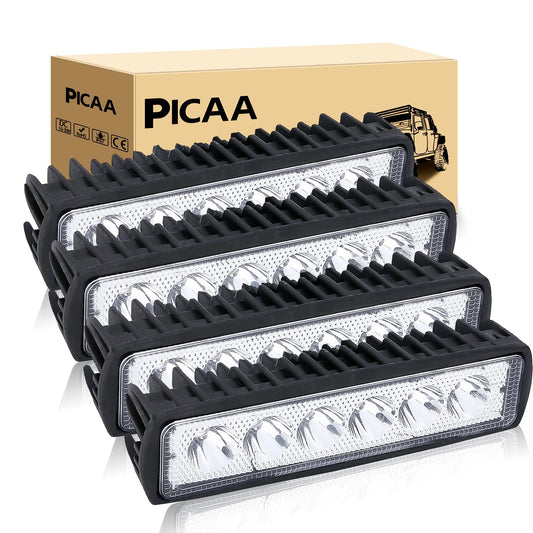 PICAA Mini Foco de trabajo 2PCS 6 pulgadas 18W LED Spot Tractores 12V-24V 6000K P68 - Impermeable Luz de Niebla Coche,SUV, UTV, ATV, Off-road,Camión,Moto,Barco