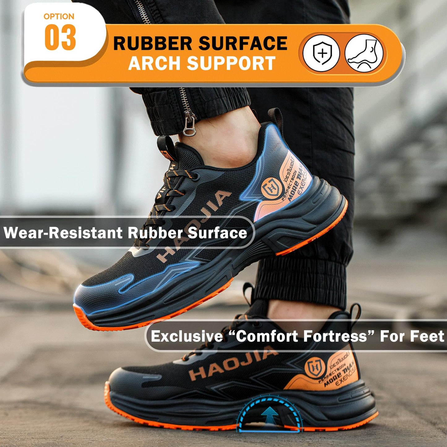 UOQC Zapatos de Seguridad Zapatillas Laborales Transpirables Calzado de Trabajo para Hombre Mujer Antideslizante con Punta de Acero Ligero y Cómodas Resistentes a Impactos