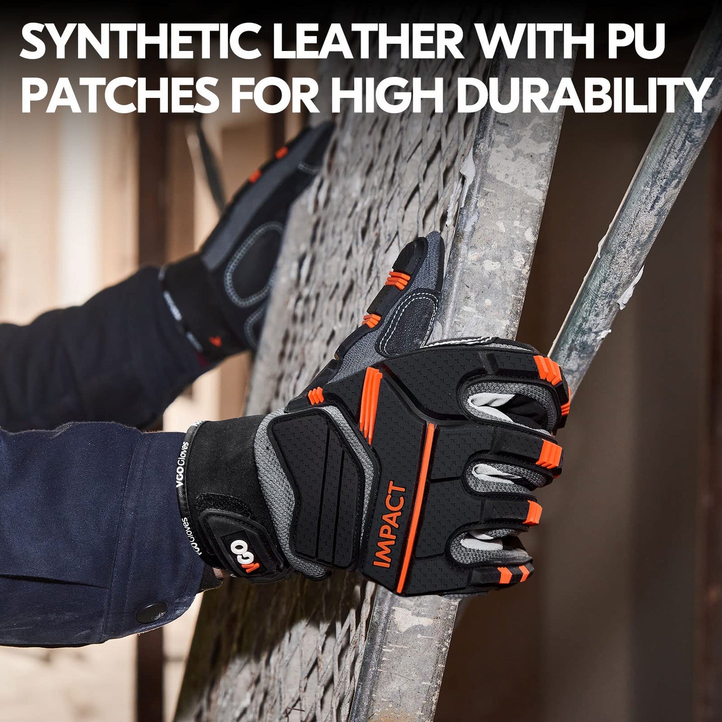 Vgo... Guantes de Trabajo Pesado Hombre Touchscreen para Carpintería Almacén Camionero, Guantes Antivibración Multiusos, 1 par