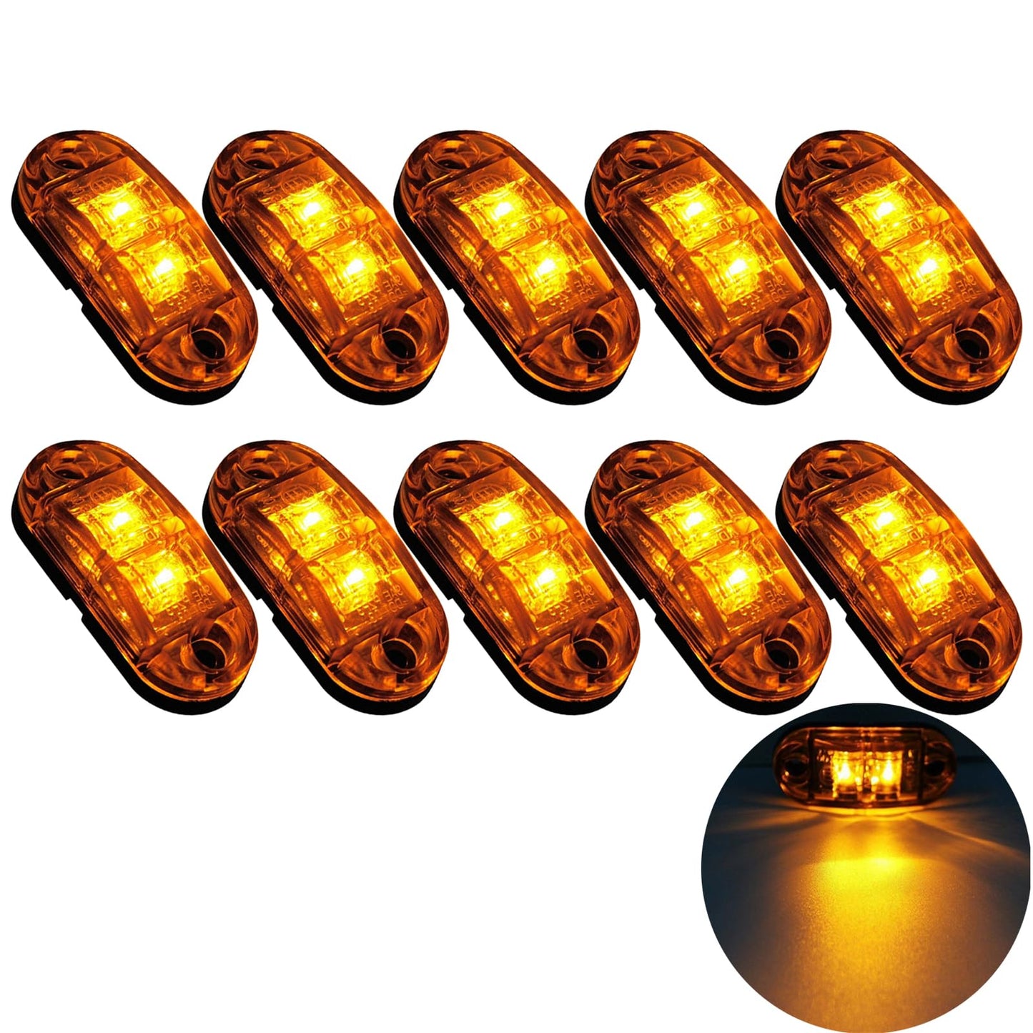 Krtopo 30X 2 Luces LED de Marcador Lateral 12 / 24V Trailer luz Lateral de Advertencia Luz Amarilla/Blanco/Rosa para Camión RV Caravan (Rosa+Amarilla+Blanco)