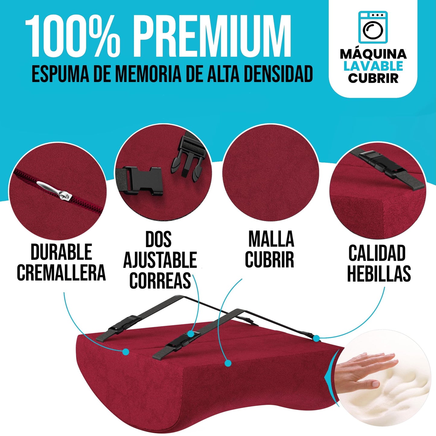 FORTEM Cojín Lumbar Ergonómico para Silla de Oficina, Coche y Gaming, con Espuma Viscoelástica de Alta Densidad y Funda Lavable, Respaldo Ortopédico para Mayor Comodidad