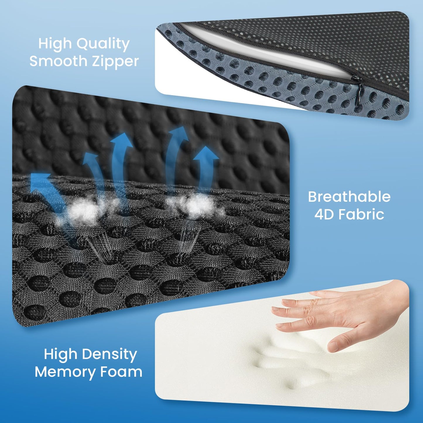 QUTOOL ® Cojines en Forma de cuña para Automóvil, Cojines para Conductores, Cojines de Refuerzo, Cojines de Espuma de Memoria para automóviles, Camiones, Furgonetas (Negro)