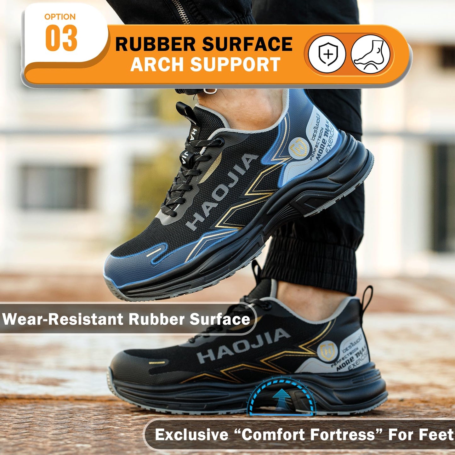 UOQC Zapatos de Seguridad Zapatillas Laborales Transpirables Calzado de Trabajo para Hombre Mujer Antideslizante con Punta de Acero Ligero y Cómodas Resistentes a Impactos