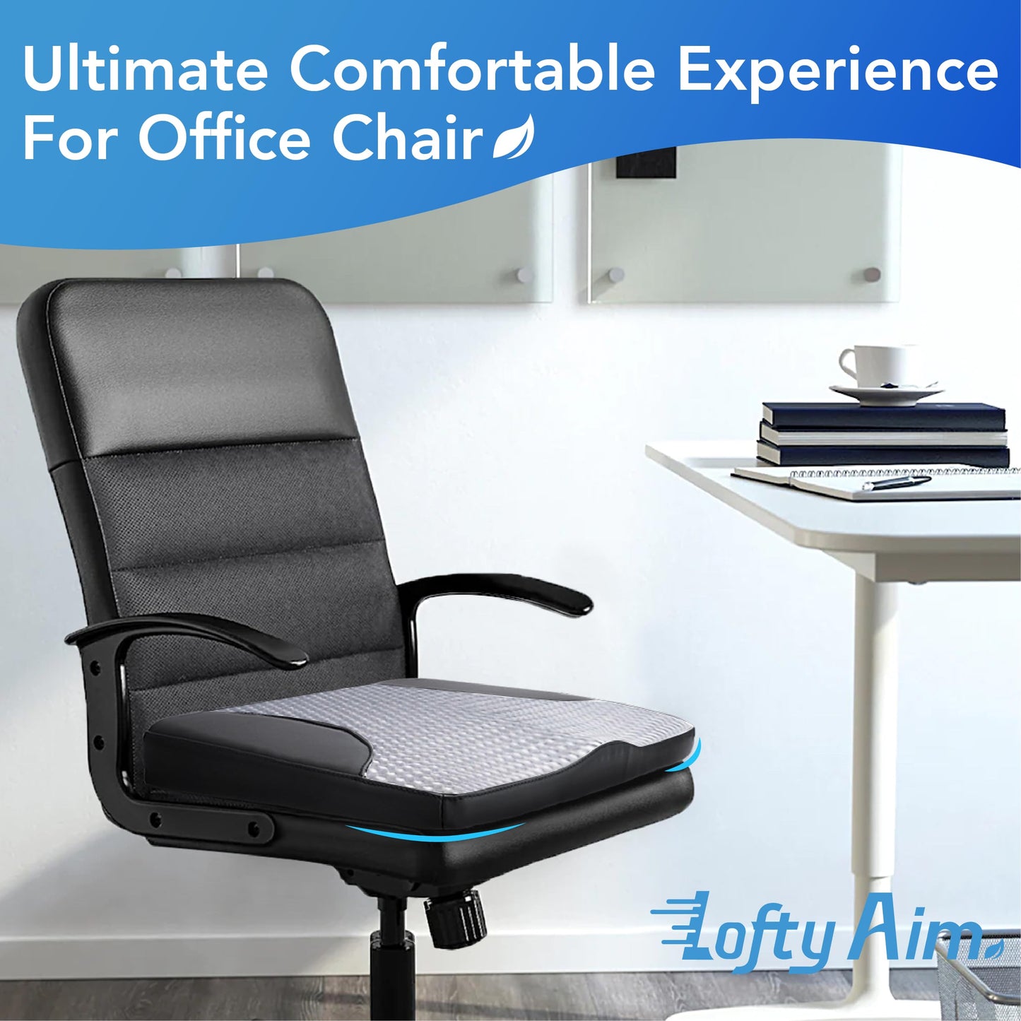 Cojín de asiento de coche: cómodo cojín de espuma viscoelástica para conducir, para aliviar el dolor de ciática, tahone, cojín de asiento para coche, camión, oficina, silla de ruedas, cuero y malla 4D