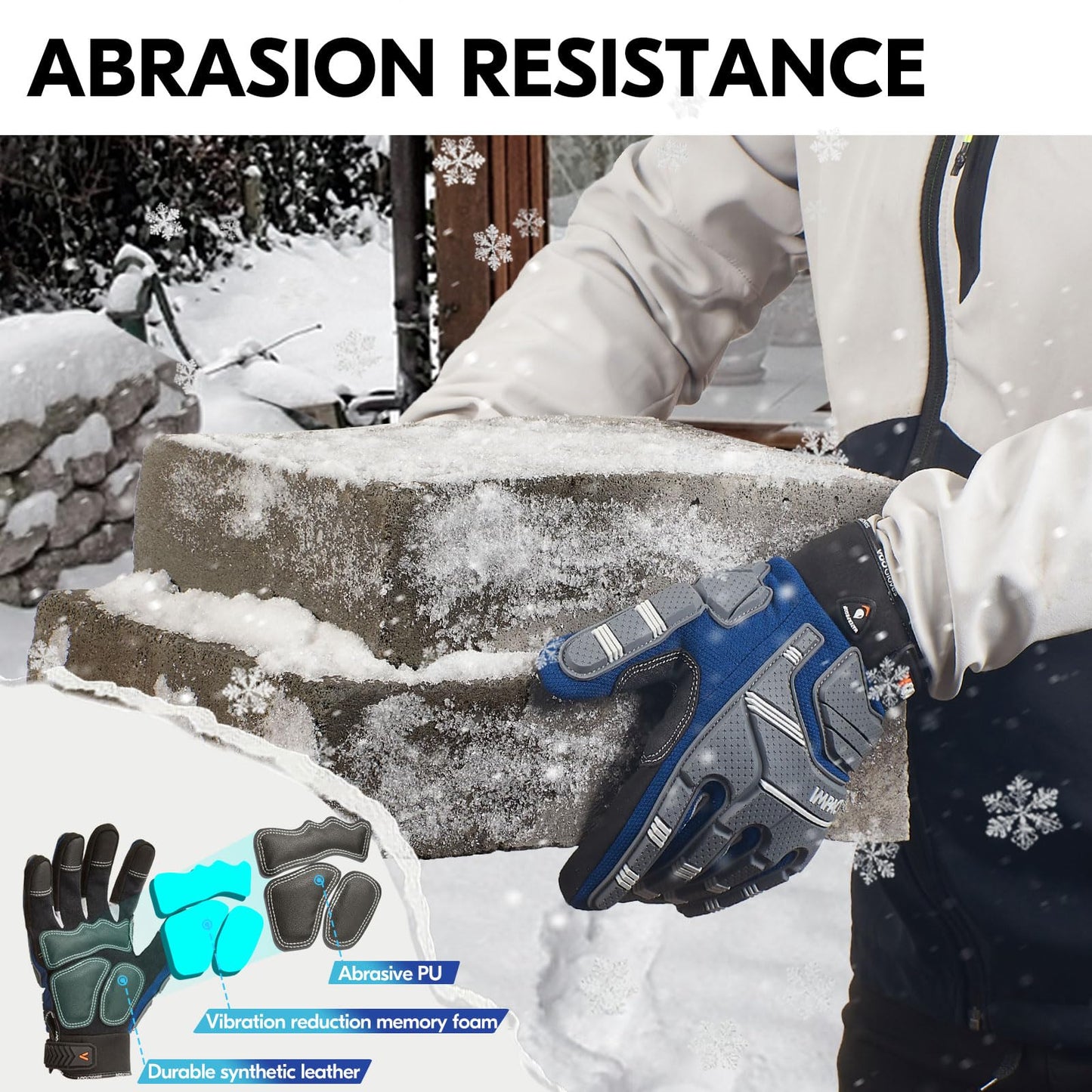 Vgo... Guantes de Trabajo Pesado Hombre Touchscreen para Carpintería Almacén Camionero, Guantes Antivibración Multiusos, 1 par