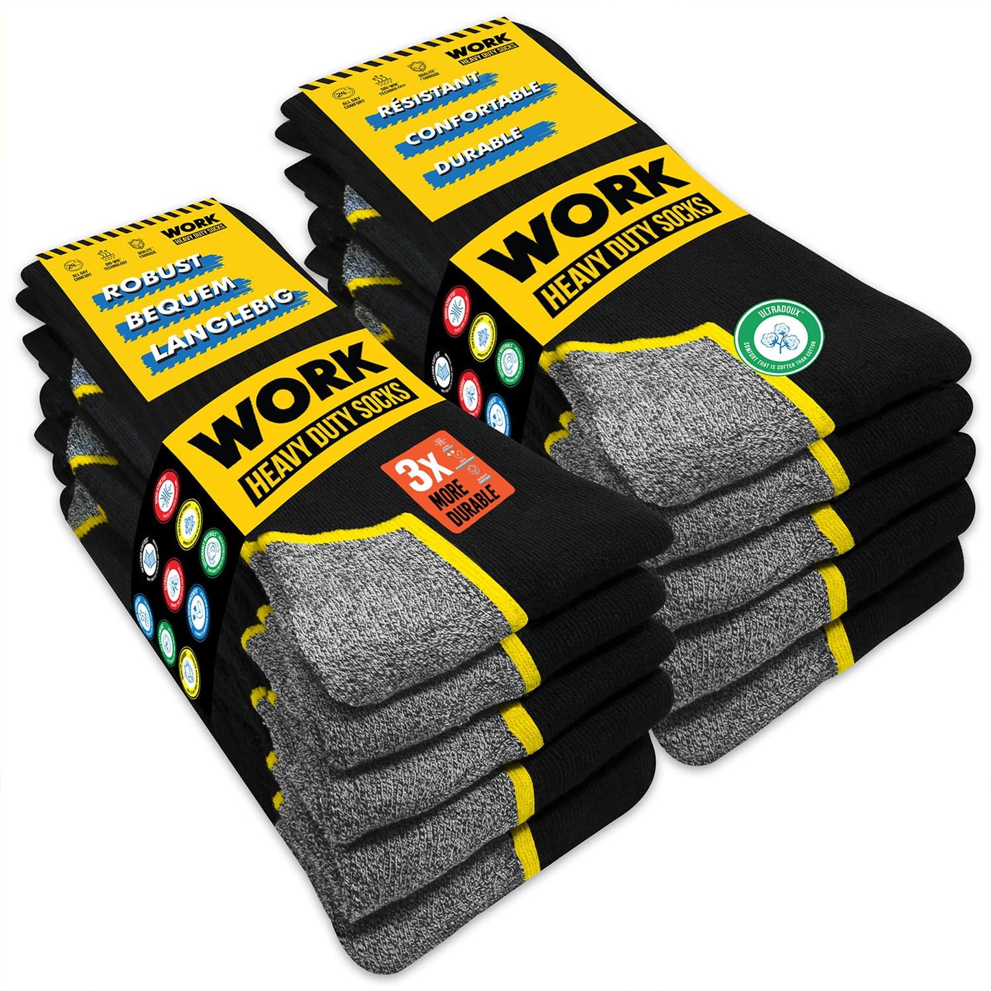 SOXCO 10 Pares Calcetines de Trabajo Hombre WORK Socks