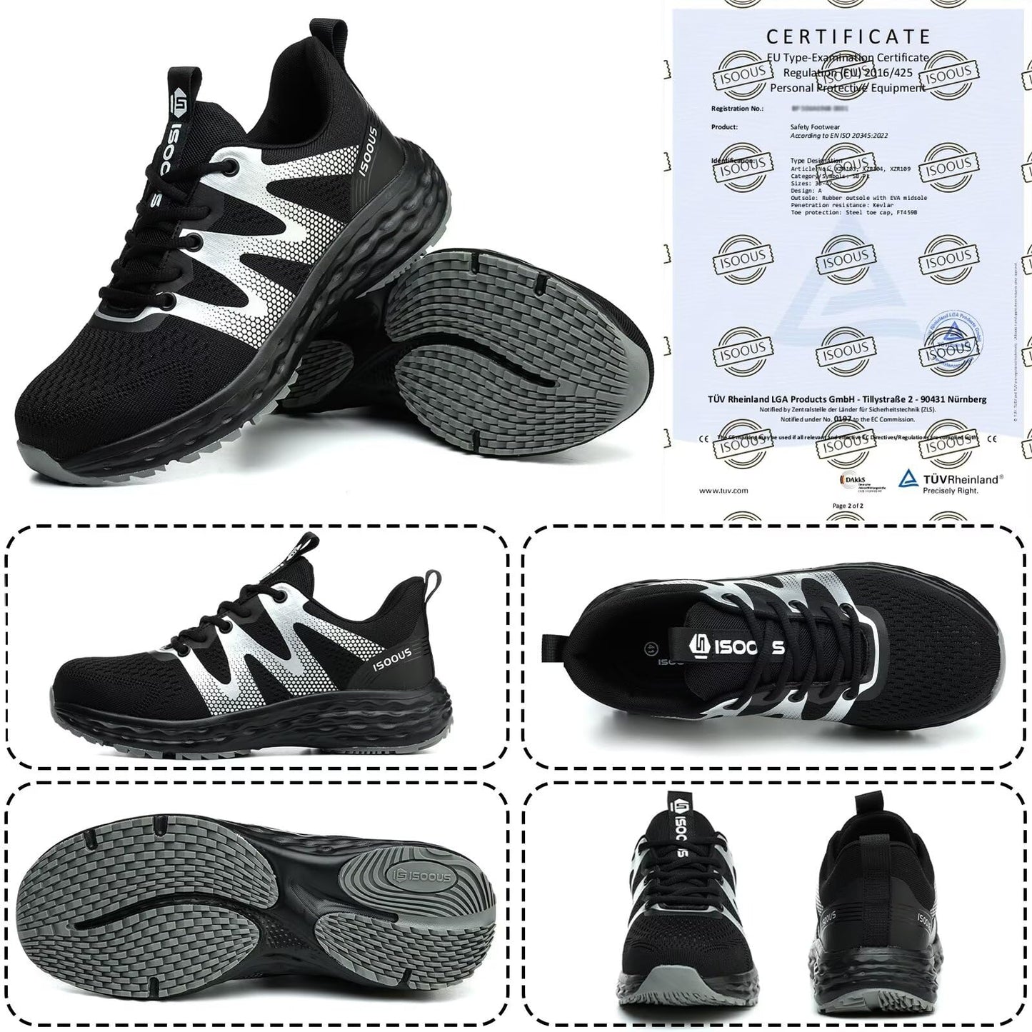 Zapatos de Seguridad para Hombre Mujer Ligero Zapatillas Trabajo Comodo Calzado de Seguridad con Punta de Acero Antideslizantes