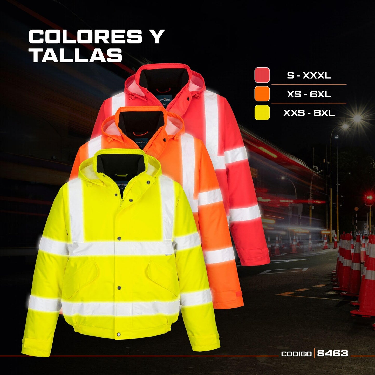 Portwest - Chaqueta de aviador con bandas reflectantes, color amarillo