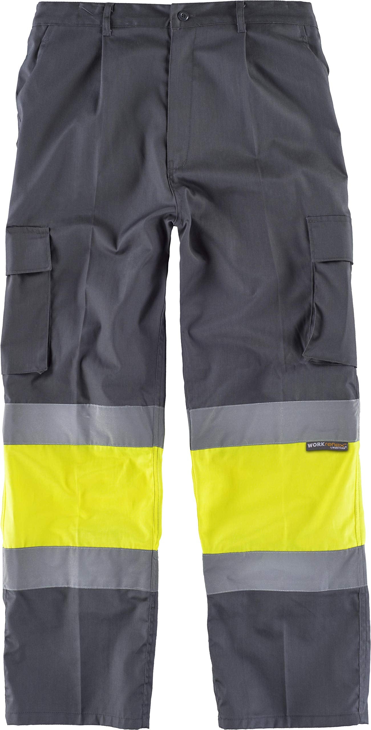 Teamwork WorkTeam Pantalón con 2 Cintas de Alta Visibilidad y Reflectante, Refuerzos y Multibolsillos. EN471. Unisex