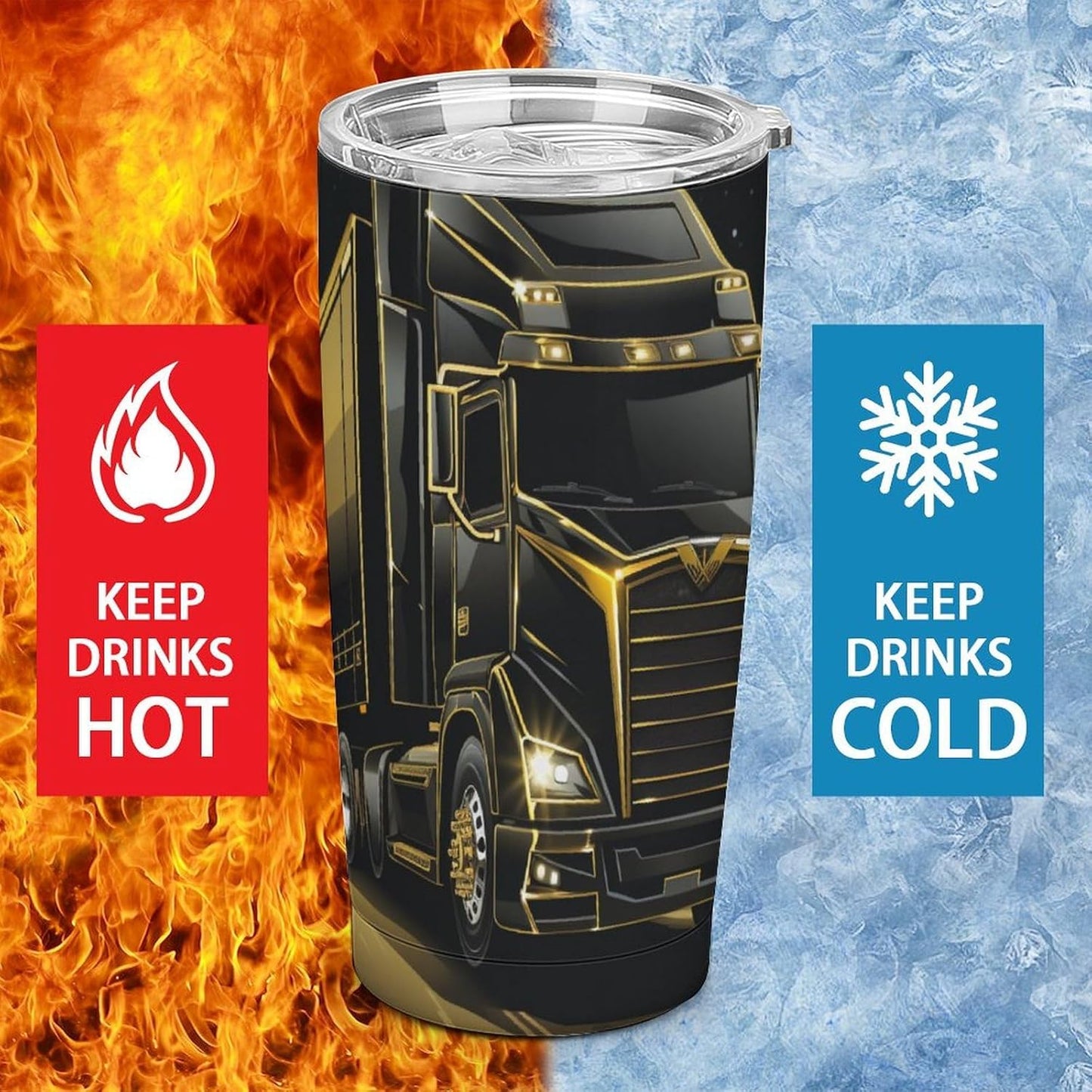 Camion grande Vaso Térmico Aislante - Ideal Para Café Y Bebidas Calientes - Termo Con Tapadera Segura Y Diseño Duradero 20oz