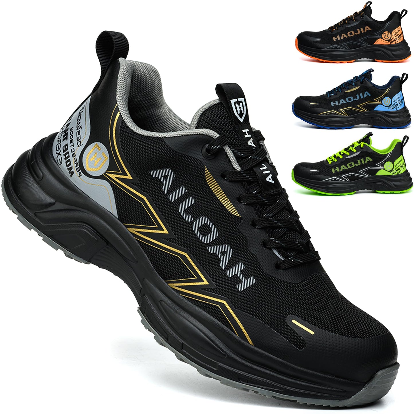 UOQC Zapatos de Seguridad Zapatillas Laborales Transpirables Calzado de Trabajo para Hombre Mujer Antideslizante con Punta de Acero Ligero y Cómodas Resistentes a Impactos